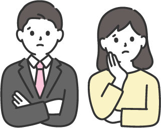 悩んでいる男性と女性のイラスト
